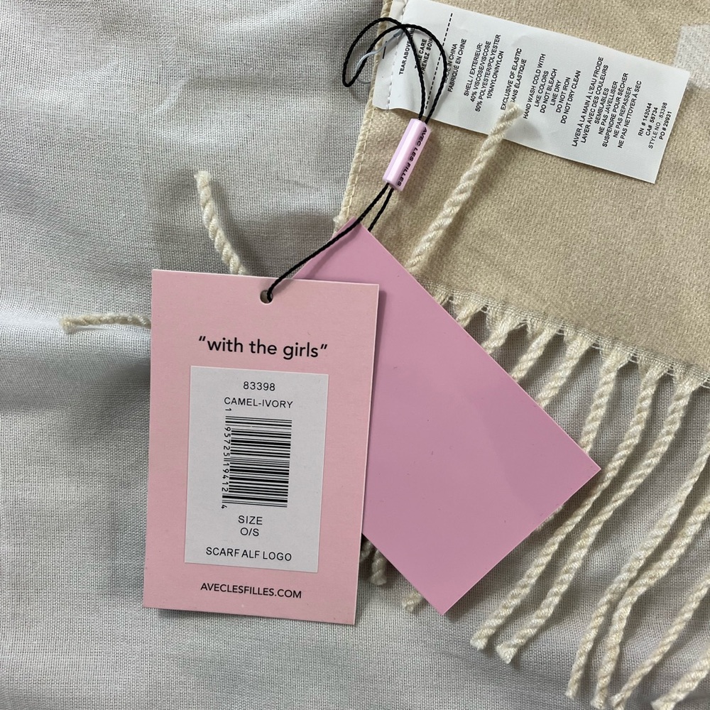 Avec Les Filles Camel Ivory Alf Logo Scarf - Picture 2 of 4